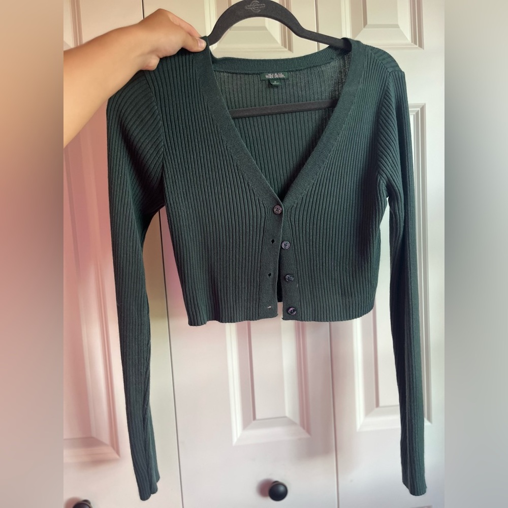 Blue/green cropped cardigan